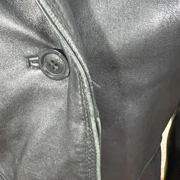 Vintage Newport News Black Leather Jacket Stitched Detailing Size 8 - Picture 7 of 8